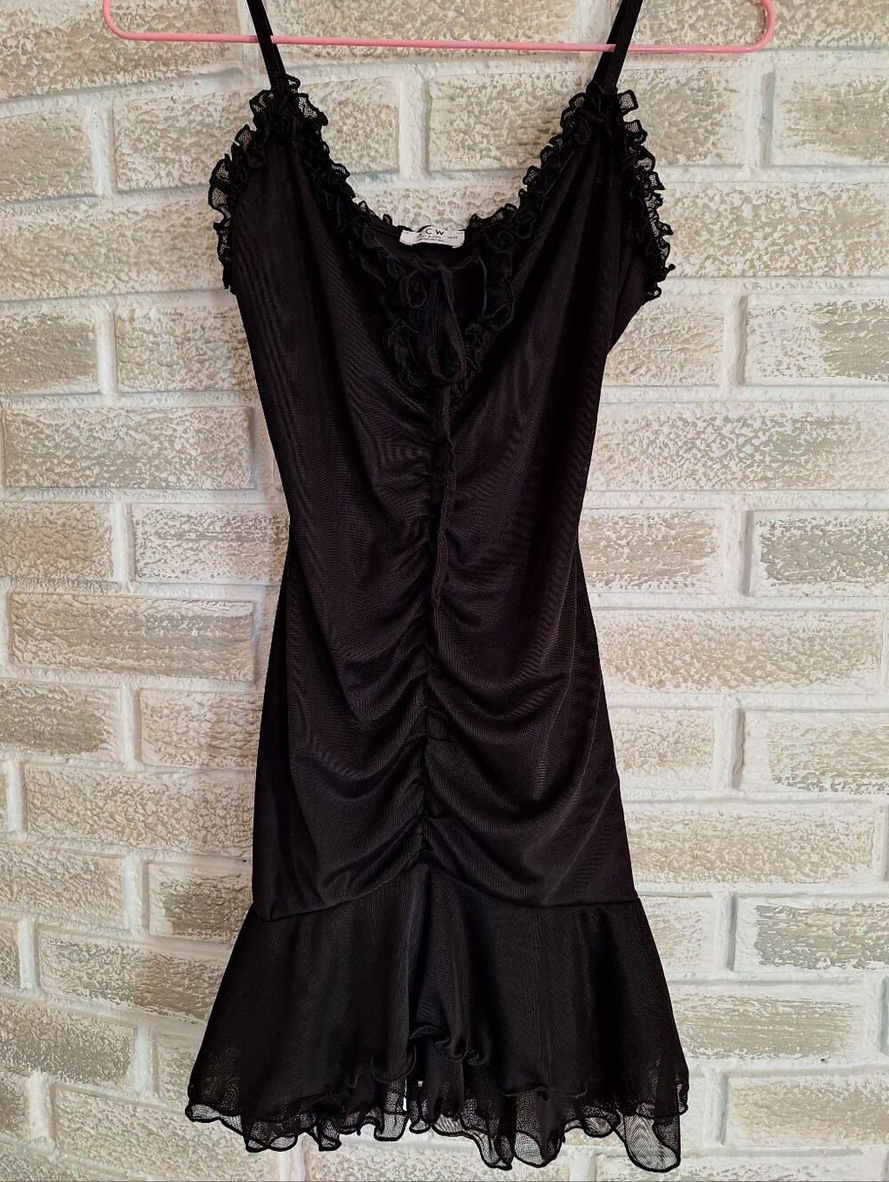Coquette Goth Frill Ruffle Mini Dress - Black XS Mini Dress Alt Punk Sexy Baddie